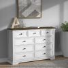 9 Drawer Dresser with Wooden Top, Tall Fabric Dresser & Chest of Drawers for Bedroom Closet Living Room