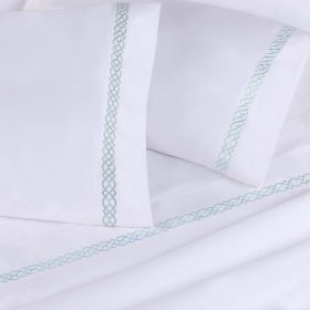 100% Egyptian Cotton 1000 Thread Count Embroidered Pillowcase Set (Color: Baby Blue, size: King)