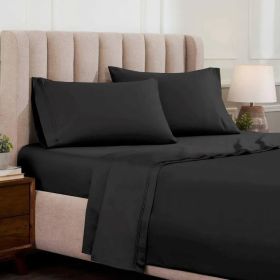 Egyptian Cotton Sateen Sheet Set 1500 Thread Count Black (size: Queen)