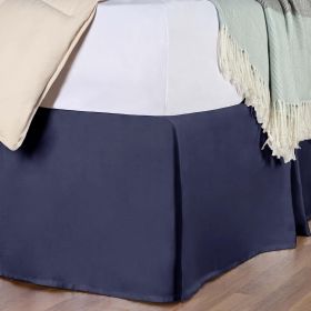Egyptian Cotton 300 Thread Count Solid Bed Skirt (Color: Navy Blue, size: Twin)