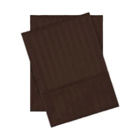 100% Egyptian Cotton 300 Thread Count Stripe Bed Pillowcase Set (Color: Mocha, size: King)