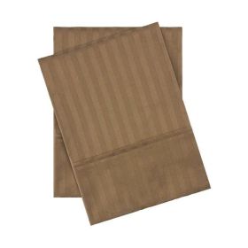 100% Egyptian Cotton 300 Thread Count Stripe Bed Pillowcase Set (Color: Taupe, size: King)