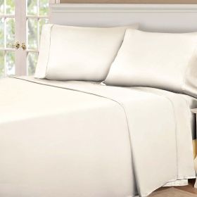 530 Thread Count Egyptian Cotton Sateen Bed Sheet Set (Color: Ivory, size: Queen)