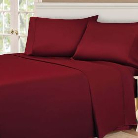530 Thread Count Egyptian Cotton Sateen Bed Sheet Set (Color: Burgundy, size: Full)