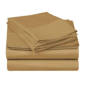 530 Thread Count Egyptian Cotton Sateen Bed Sheet Set (Color: Coffee, size: Full)