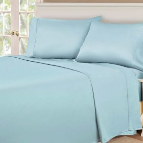 530 Thread Count Egyptian Cotton Sateen Bed Sheet Set (Color: Light Blue, size: Full)