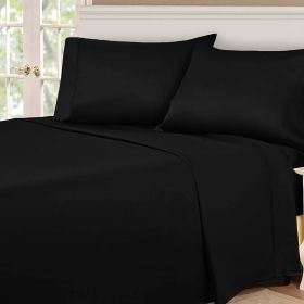 530 Thread Count Egyptian Cotton Sateen Bed Sheet Set (Color: Black, size: Split King)