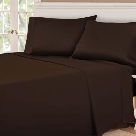 530 Thread Count Egyptian Cotton Sateen Bed Sheet Set (Color: Chocolate, size: Full)