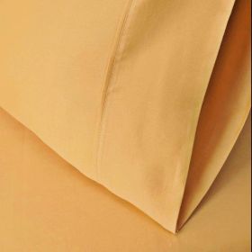 Egyptian Cotton 530 Thread Count Solid Bed Pillowcase Set (Color: Gold, size: King)