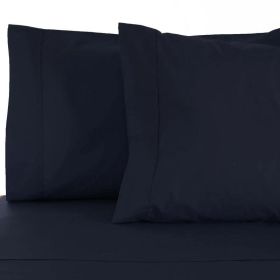 Egyptian Cotton 530 Thread Count Solid Bed Pillowcase Set (Color: Navy Blue, size: Standard)