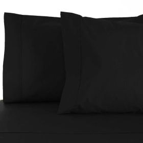 Egyptian Cotton 530 Thread Count Solid Bed Pillowcase Set (Color: Black, size: King)