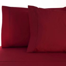 Egyptian Cotton 530 Thread Count Solid Bed Pillowcase Set (Color: Burgundy, size: Standard)