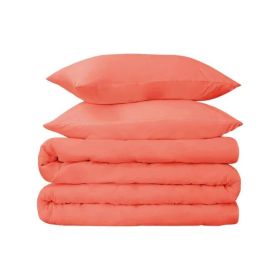 Egyptian Cotton 700 Thread Count Duvet Cover Bedding Set (Color: Coral, size: Full/Queen)