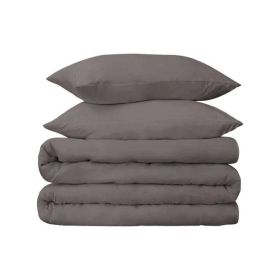 Egyptian Cotton 700 Thread Count Duvet Cover Bedding Set (Color: Gray, size: Full/Queen)