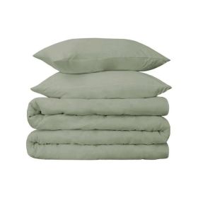 Egyptian Cotton 700 Thread Count Duvet Cover Bedding Set (Color: Sage, size: Full/Queen)