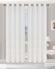 Embroidered Delicate Flower Sheer Grommet Curtain Panel Set (Color: White, size: 52" X 84")