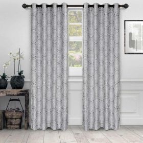 Eminence Jacquard Floral Mandala Semi-Sheer Curtain Panel Set (size: 52" x 108")