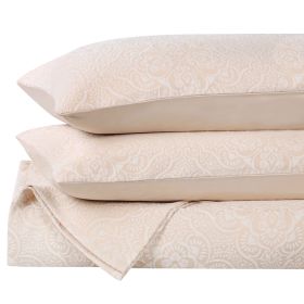 Enzy Medium Weight Floral Matelasse 3 Piece Bedspread Pillow Sham Set (Color: Ivory, size: Queen)