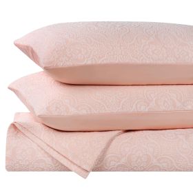 Enzy Medium Weight Floral Matelasse 3 Piece Bedspread Pillow Sham Set (Color: Peach, size: Full)