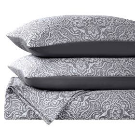 Enzy Medium Weight Floral Matelasse 3 Piece Bedspread Pillow Sham Set (Color: Charcoal, size: Full)