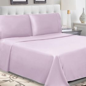 300 Thread Count 100% Cotton Sheet Set Percale Solid Deep Pocket (Color: Lilac, size: King)