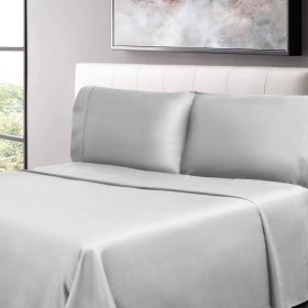 300 Thread Count 100% Cotton Sheet Set Percale Solid Deep Pocket (Color: Platinum, size: Twin XL)