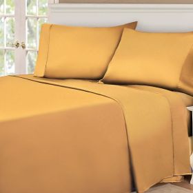 530 Thread Count Egyptian Cotton Sateen Bed Sheet Set (Color: Gold, size: King)
