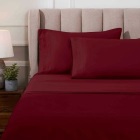 1000 Thread Count Egyptian Cotton Sateen Sheet Set (Color: Burgundy, size: King)