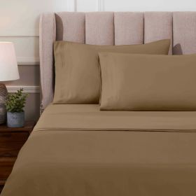 1000 Thread Count Egyptian Cotton Sateen Sheet Set (Color: Taupe, size: Full)