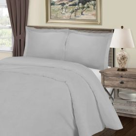 Cotton Blend 1000 Thread Count Solid Duvet Cover Set (Color: Light Grey, size: King/California King)