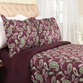 100% Cotton Flannel Paisley Luxury Duvet Cover Set (Color: Purple, size: King/California King)