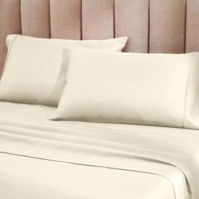 1200 Thread Count Cotton Blend 2 Piece Solid Pillowcase Set (Color: Ivory, size: King)