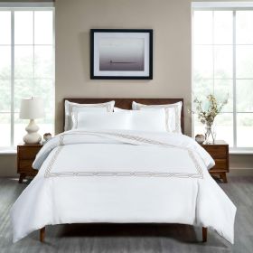 1200 Thread Count Egyptian Cotton Embroidered Duvet Cover (Color: Taupe, size: King/California King)