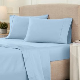 1200 Thread Count Egyptian Cotton Sateen Sheet Set (Color: Light Blue, size: California King)