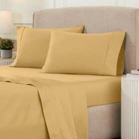 1200 Thread Count Egyptian Cotton Sateen Sheet Set (Color: Gold, size: Queen)