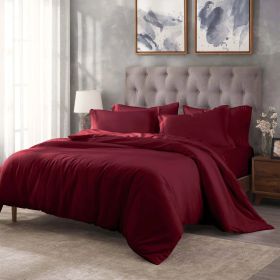 400 Thread Count Egyptian Cotton Solid Duvet Cover (Color: Burgundy, size: Full/Queen)