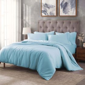 400 Thread Count Egyptian Cotton Solid Duvet Cover (Color: Light Blue, size: Full/Queen)