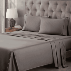400 Thread Count Egyptian Cotton Sateen Bed Sheet Set (Color: Gray, size: Queen)