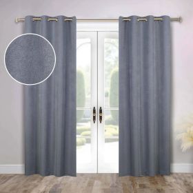 100 % Blackout Window Curtains Grommet Washable Set of 2 Neal (Color: Grey, size: 52" x 96")