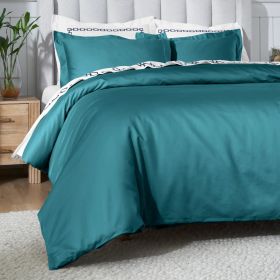 650 Thread Count Egyptian Cotton Solid Duvet Cover (Color: Caribbean, size: King/California King)
