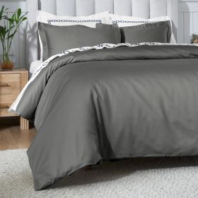 650 Thread Count Egyptian Cotton Solid Duvet Cover (Color: Gray, size: King/California King)
