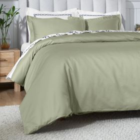 650 Thread Count Egyptian Cotton Solid Duvet Cover (Color: Sage, size: Twin)