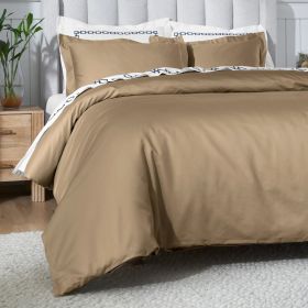 650 Thread Count Egyptian Cotton Solid Duvet Cover (Color: Taupe, size: King/California King)