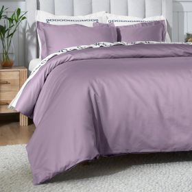 650 Thread Count Egyptian Cotton Solid Duvet Cover (Color: Wisteria, size: King/California King)