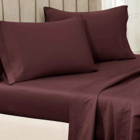 100% Egyptian Cotton 650 Thread Count Solid Pillowcase Set (Color: Plum, size: Standard)