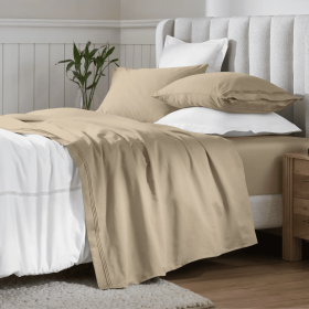 650 Thread Count Egyptian Cotton Bed Sheets - Sateen Weave (Color: Linen, size: Split King)