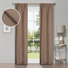 Room Darkening Blackout Curtains Linen Pattern Washable Set of 2 (Color: Acron, size: 52" x 96")