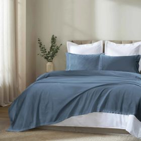 Apus 100% Cotton Perfect Fit Deep Pocket Sheet Set (Color: Denim Blue, size: Queen)