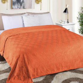 Flannel Fleece Blanket – Alaska Diamond Quilted - Warm and Plush (Color: Rust, size: Twin)