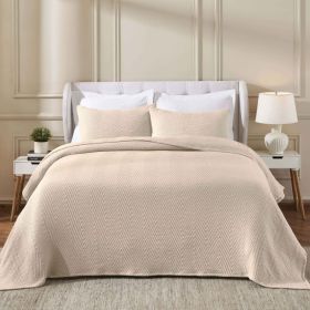 Aswan Cotton Medium Weight Textured Modern Chevron Woven Coverlet (Color: Beige, size: Throw)